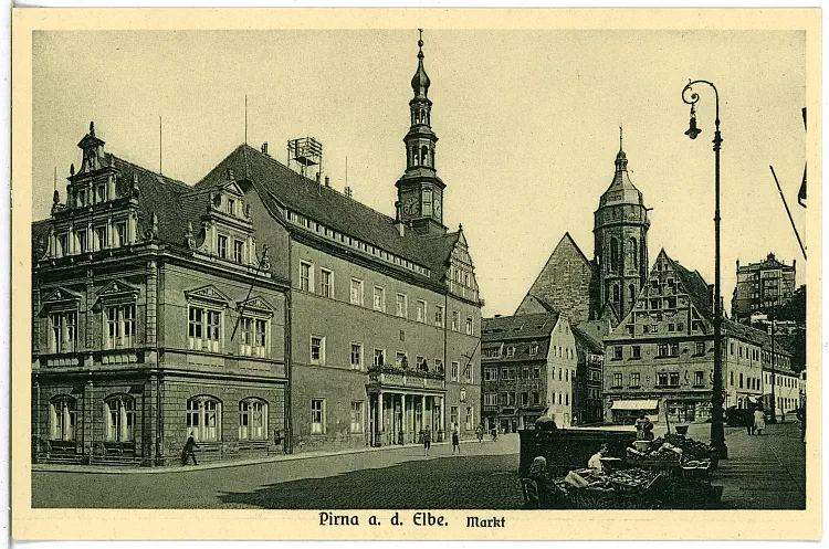Pirna Markt, Postkarte 1927