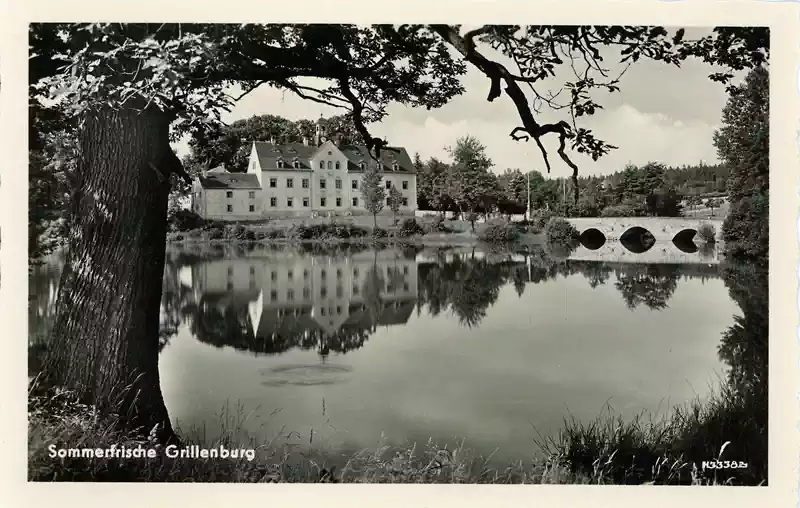 Sommerfrische Grillenburg im Tharandter Wald, Postkarte Jagdschloss, 1932