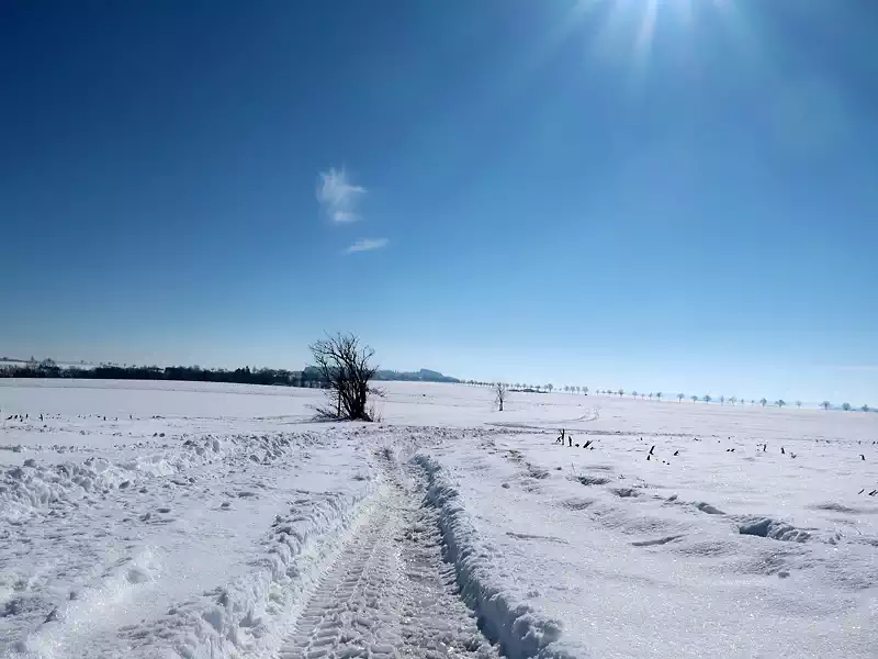 Schneebedeckte Felder bei Pretzschendorf