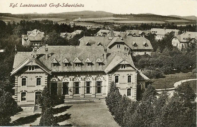 Postkarte Großschweidnitz. Königl. Landesanstalt, 1917