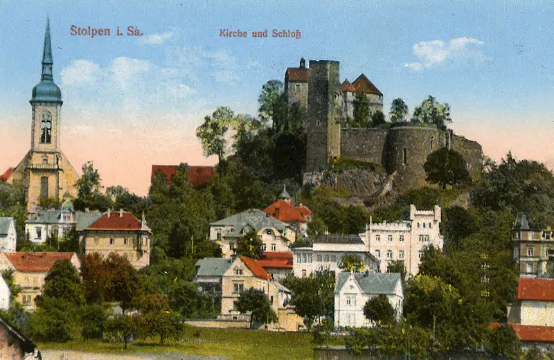 Stolpen. Kirche und Schloss, 1923