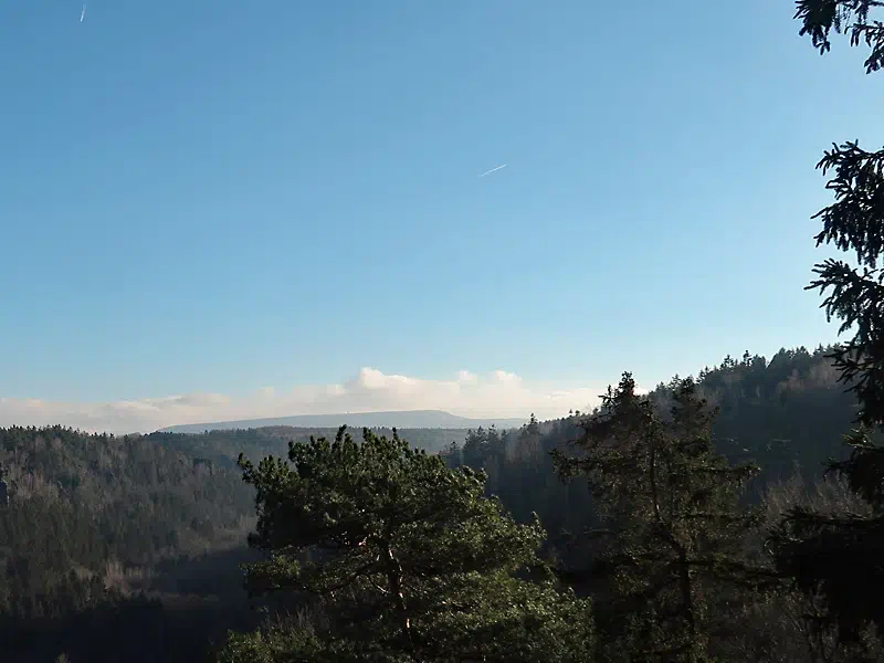 Bielatal, Sachsenstein, Blick zum Hohen Schneeberg